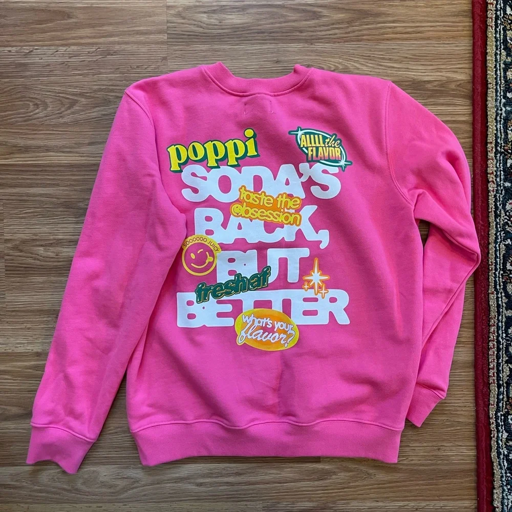 NWOT Poppi Crewneck Sweatshirt in Bright Pink - Picture 4 of 5